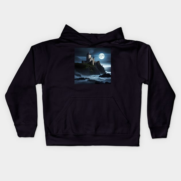 Castle at night Kids Hoodie by Love of animals